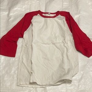 Mens Red and White Baseball T Shirt